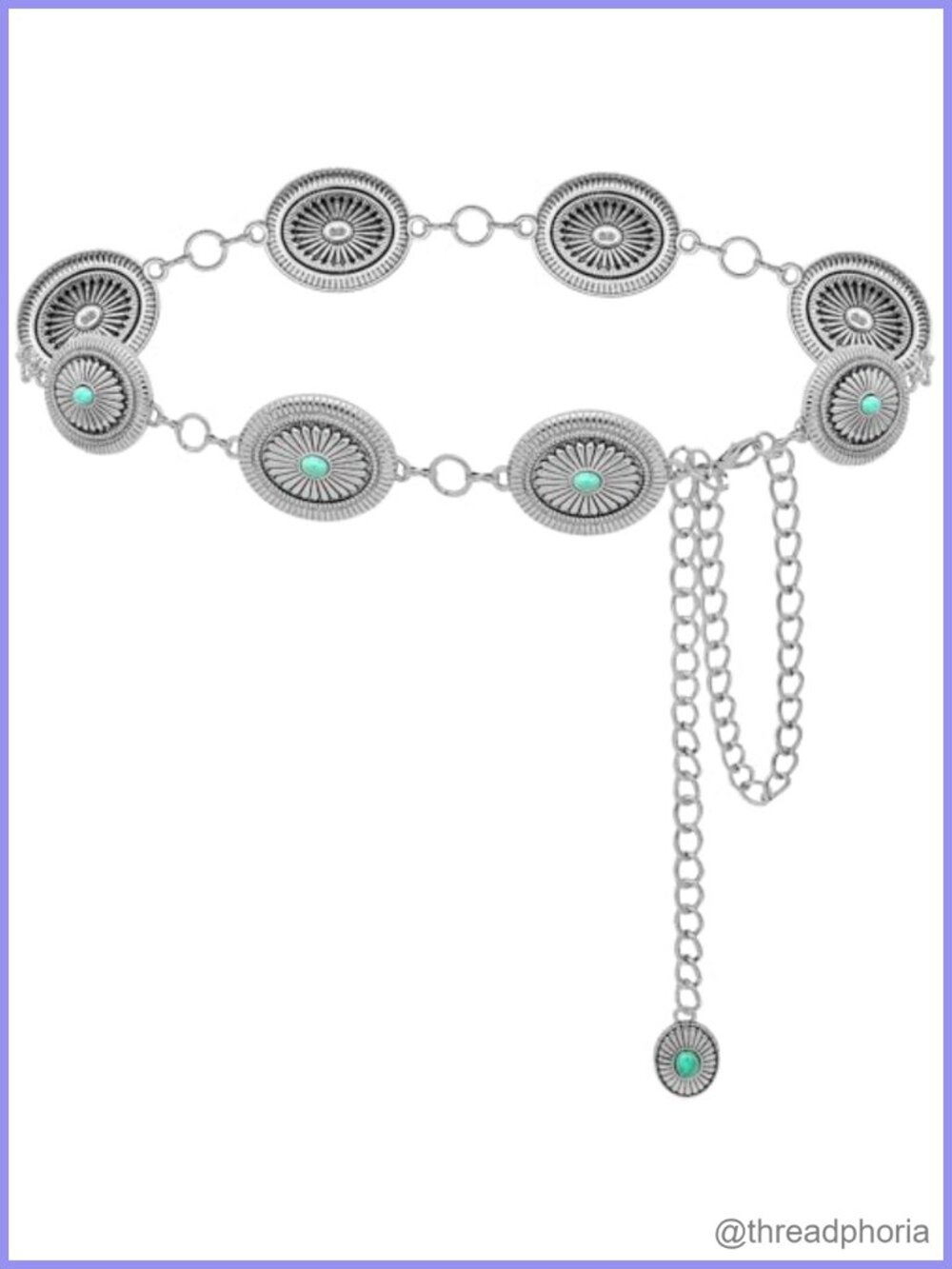 Western Turquoise Concho Metal Waist Chain Belt